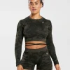 Adapt Camo Seamless Ribbed Long Sleeve Crop Top