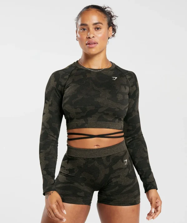 Adapt Camo Seamless Ribbed Long Sleeve Crop Top