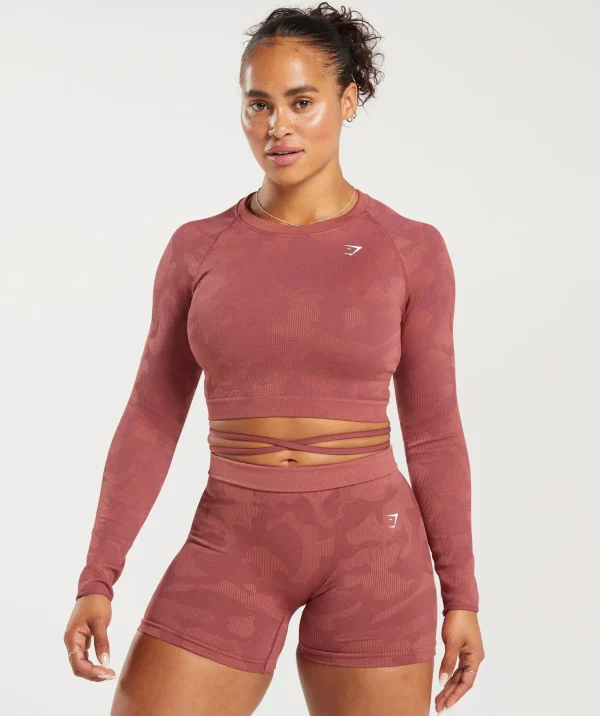 Adapt Camo Seamless Ribbed Long Sleeve Crop Top