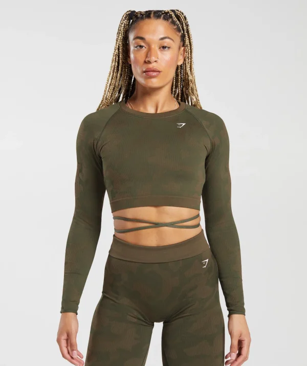 Adapt Camo Seamless Ribbed Long Sleeve Crop Top