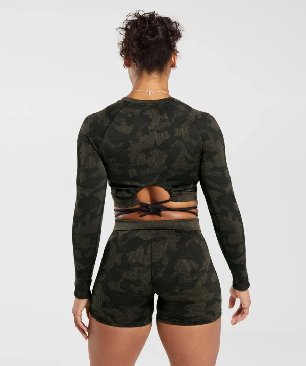 Adapt Camo Seamless Ribbed Long Sleeve Crop Top