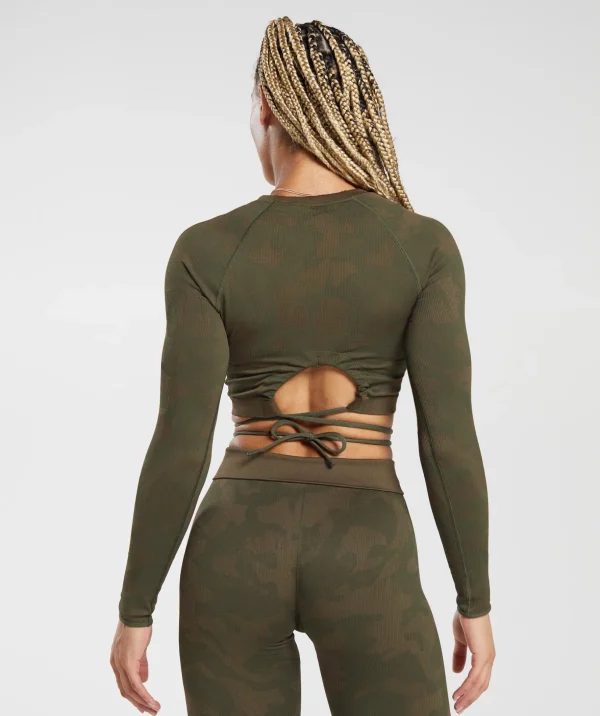 Adapt Camo Seamless Ribbed Long Sleeve Crop Top