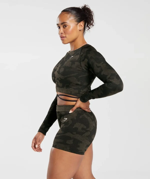 Adapt Camo Seamless Ribbed Long Sleeve Crop Top