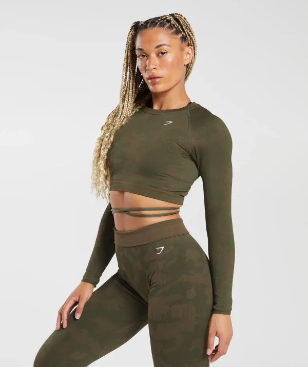 Adapt Camo Seamless Ribbed Long Sleeve Crop Top