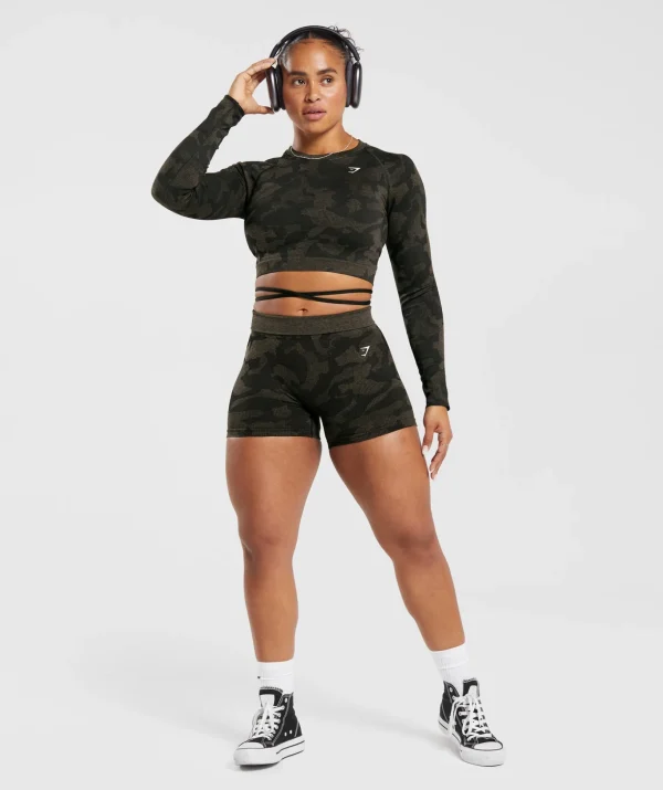 Adapt Camo Seamless Ribbed Long Sleeve Crop Top