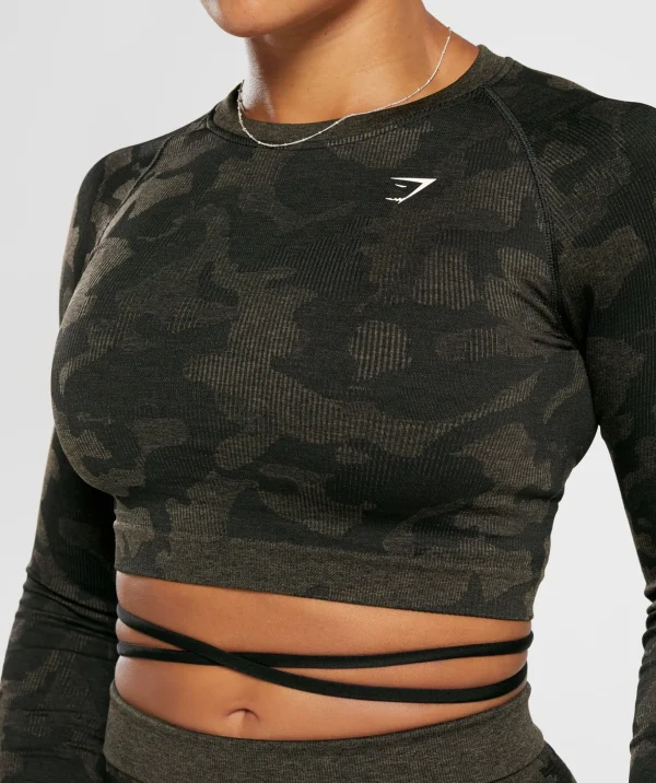 Adapt Camo Seamless Ribbed Long Sleeve Crop Top