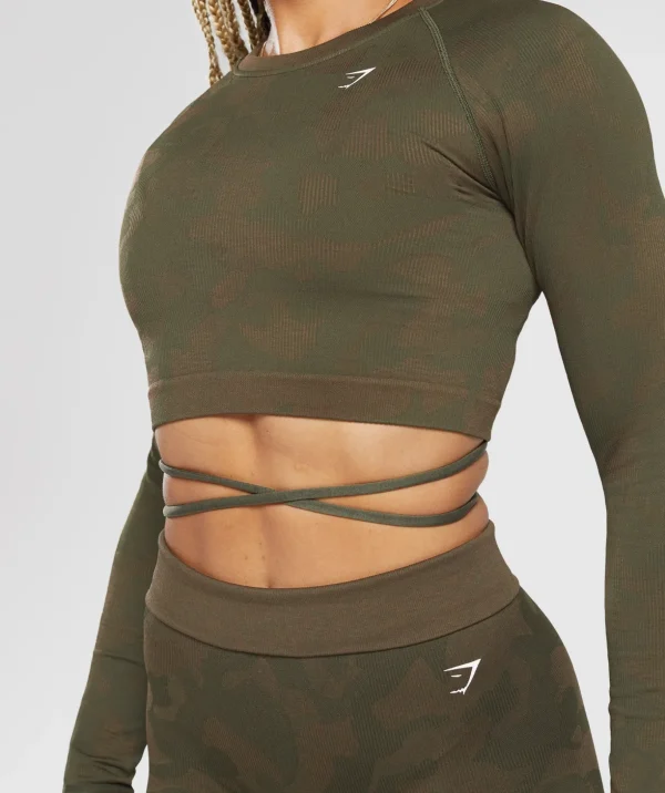 Adapt Camo Seamless Ribbed Long Sleeve Crop Top