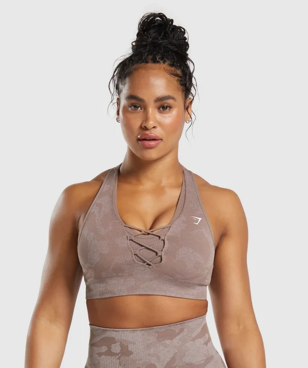 Adapt Camo Seamless Sports Bra- Mocha Mauve/Stone Pink