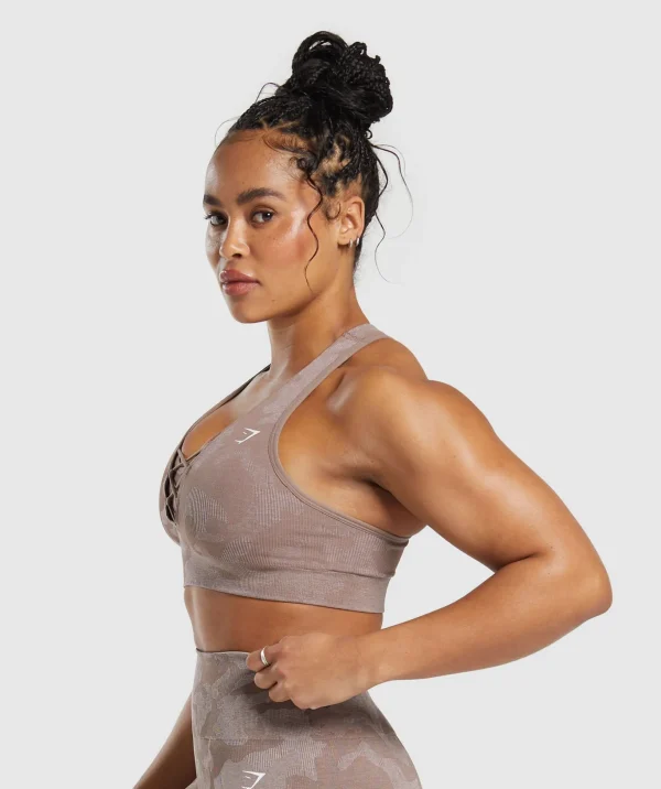 Adapt Camo Seamless Sports Bra- Mocha Mauve/Stone Pink