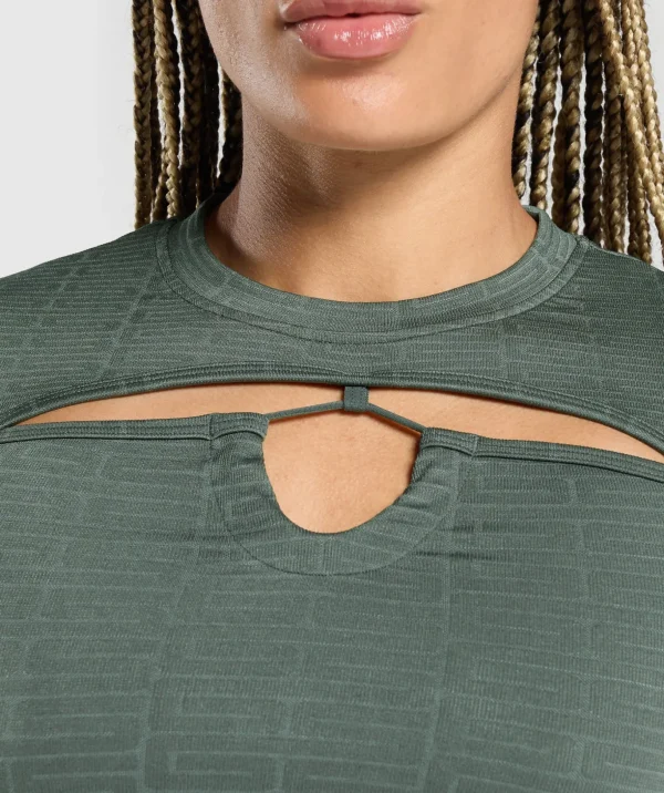 Adapt Monogram Seamless Ruched Crop Top