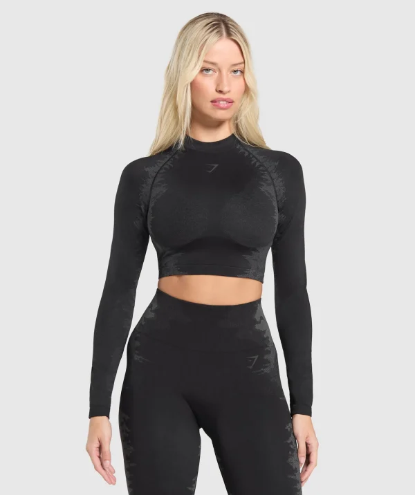 Caged Seamless Long Sleeve Crop Top