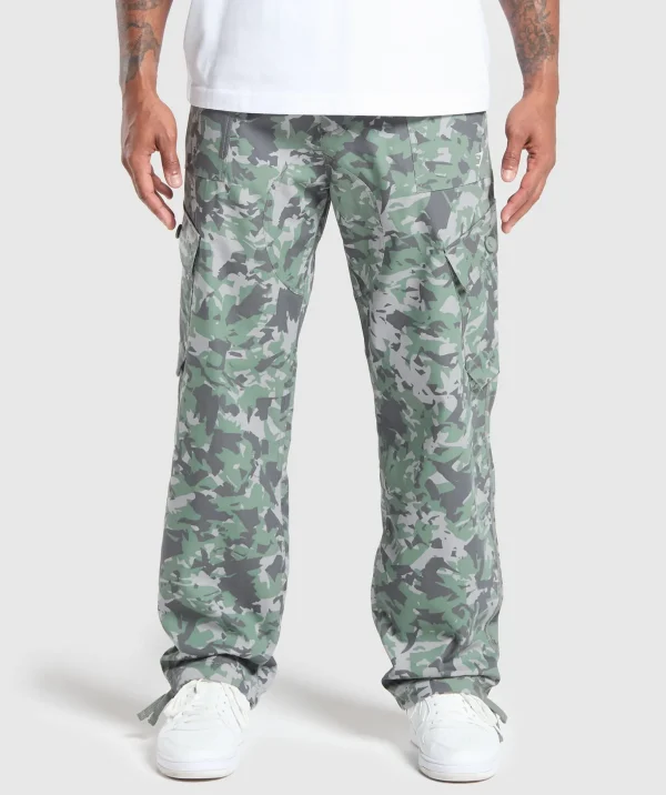 Camo Print Woven Cargo Pants