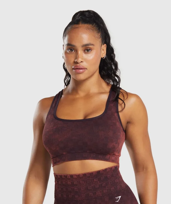 Check Seamless Washed Sports Bra