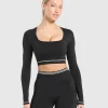 Contrast Seamless Crop Top