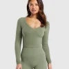 Cotton Seamless Long Sleeve Midi Top