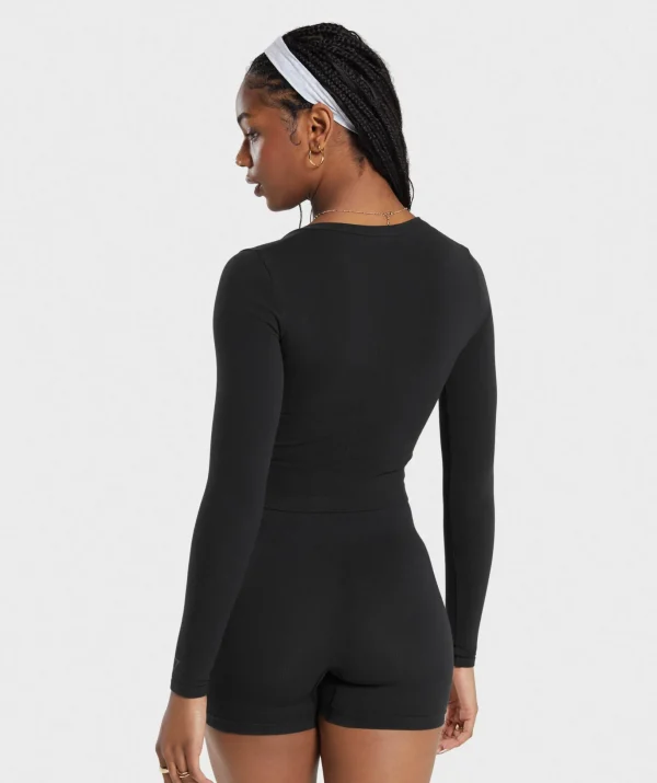 Cotton Seamless Long Sleeve Midi Top