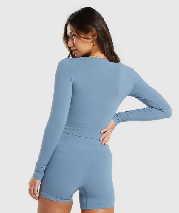 Cotton Seamless Long Sleeve Midi Top