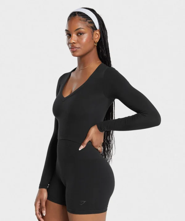 Cotton Seamless Long Sleeve Midi Top