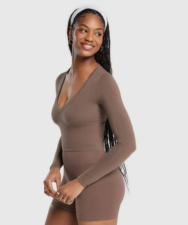 Cotton Seamless Long Sleeve Midi Top