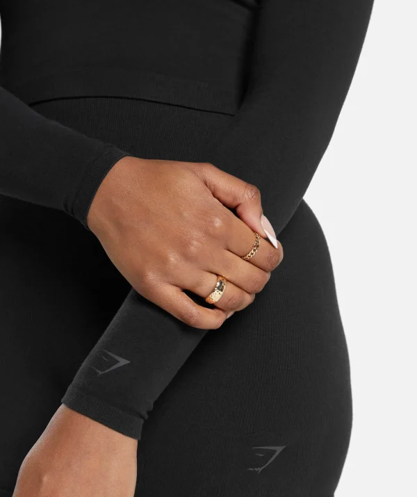 Cotton Seamless Long Sleeve Midi Top