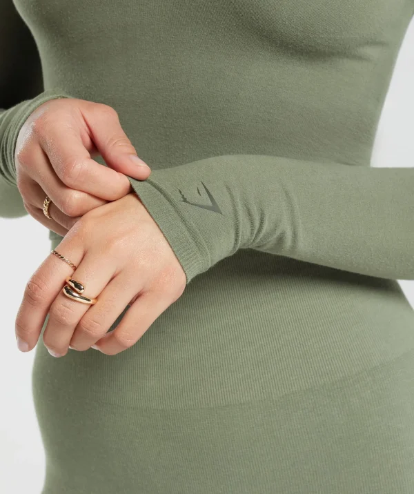 Cotton Seamless Long Sleeve Midi Top