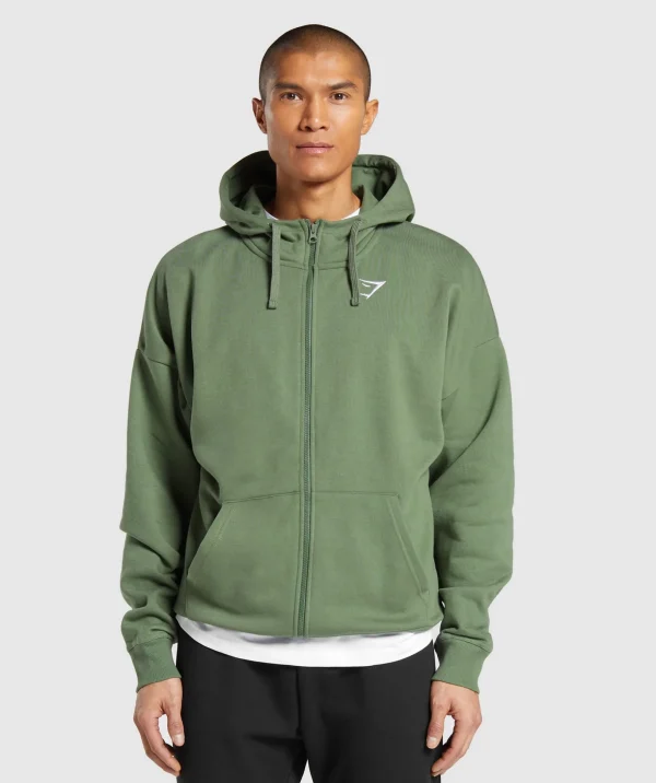 Crest Oversized Zip Up Hoodie