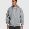 Crest Oversized Zip Up Hoodie