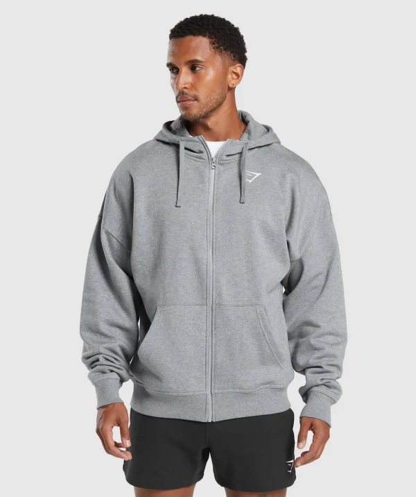 Crest Oversized Zip Up Hoodie