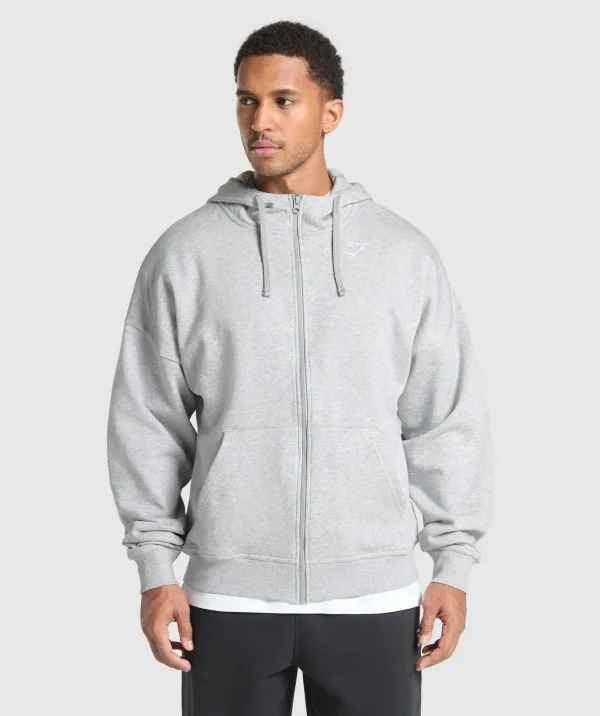 Crest Oversized Zip Up Hoodie