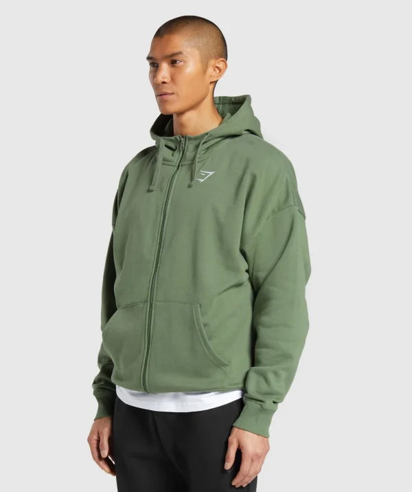 Crest Oversized Zip Up Hoodie