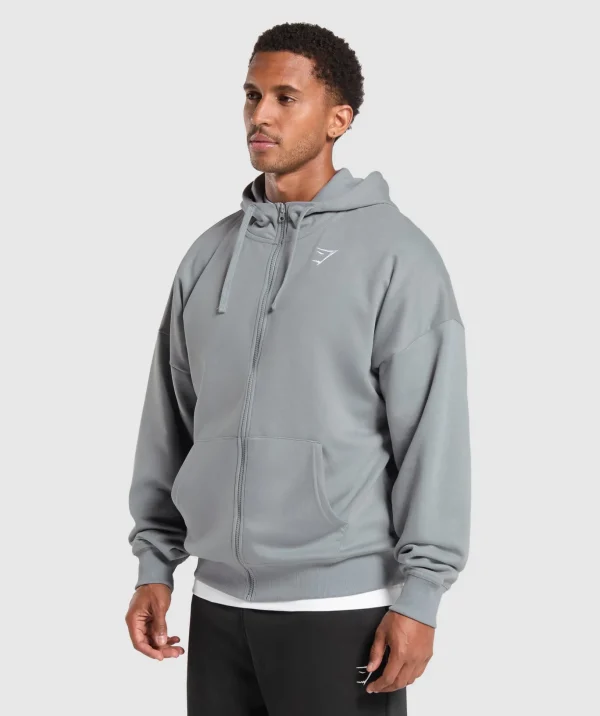 Crest Oversized Zip Up Hoodie