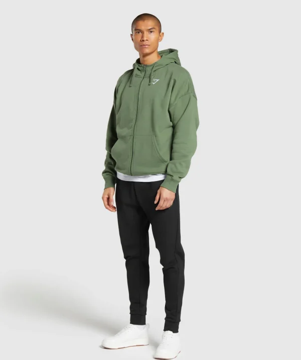 Crest Oversized Zip Up Hoodie