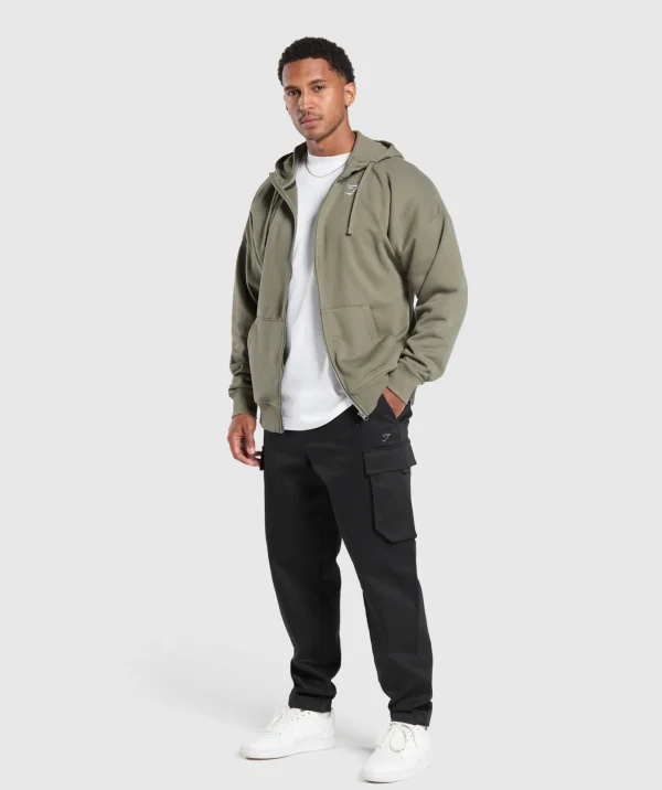 Crest Oversized Zip Up Hoodie