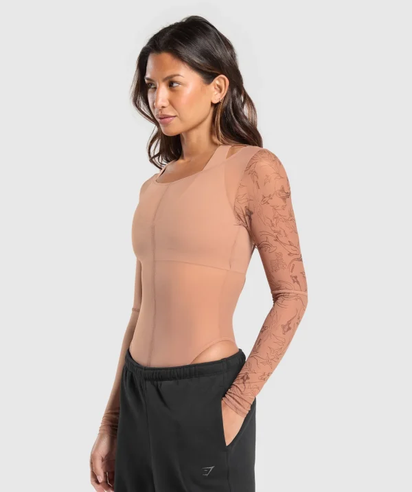 Elevate Tattoo Graphic Mesh Bodysuit