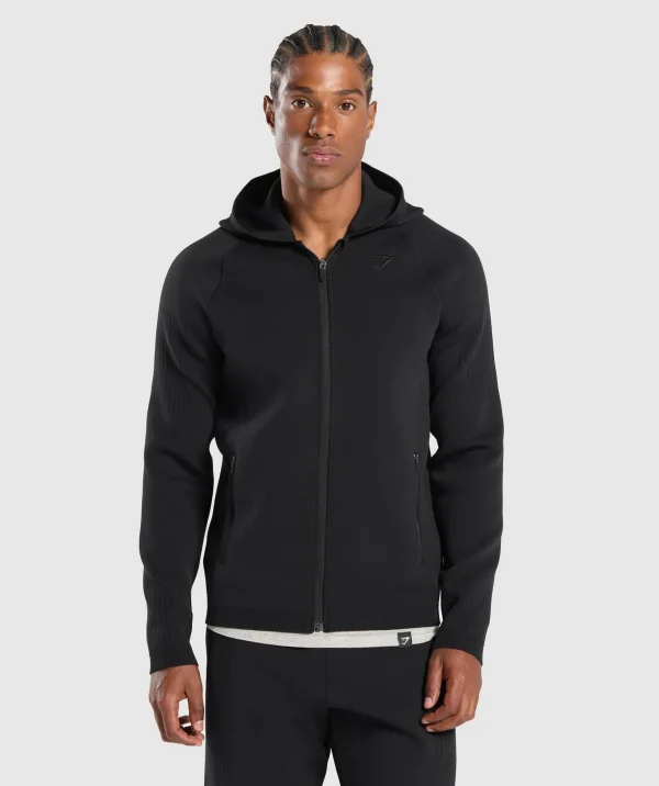 Flat Knit Zip Up Hoodie