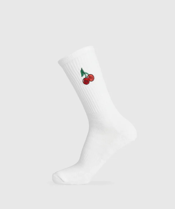 Graphic Cherries Crew Sock Single