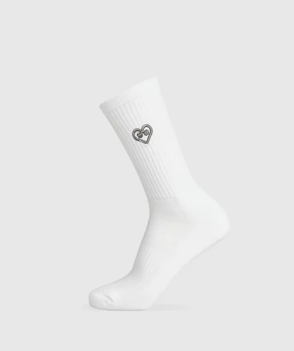 Graphic Heart Crew Sock Single