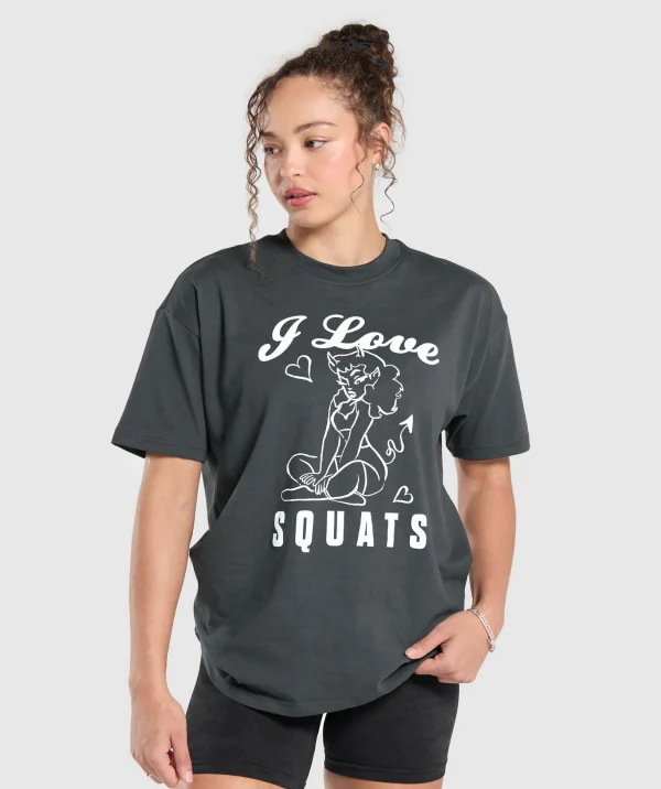 I Love Squats Graphic Oversized Tee