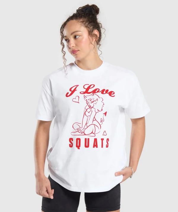 I Love Squats Graphic Oversized Tee