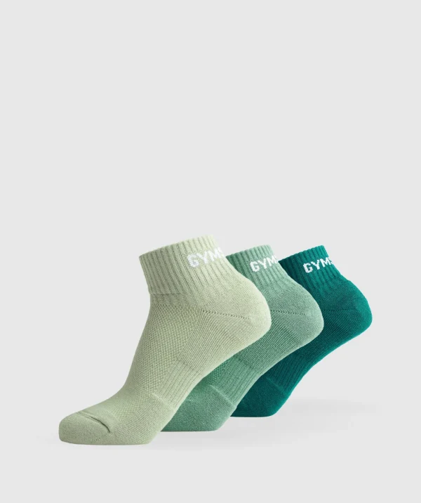 Jacquard Quarter Socks 3pk