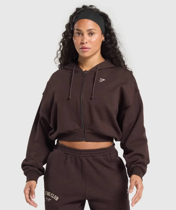 Lifting Club Cropped Zip Up Hoodie