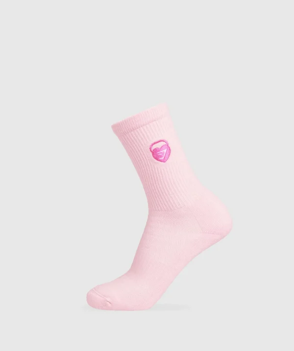 Love Heart Cutie Graphic Crew Sock Single