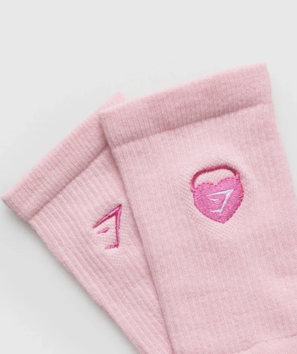 Love Heart Cutie Graphic Crew Sock Single