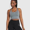 Marl Racer Crop Tank With Shelf