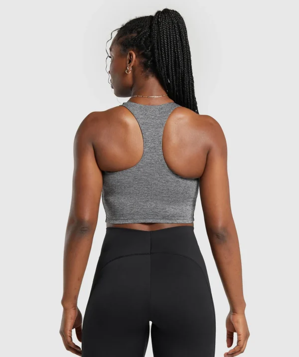 Marl Racer Crop Tank With Shelf