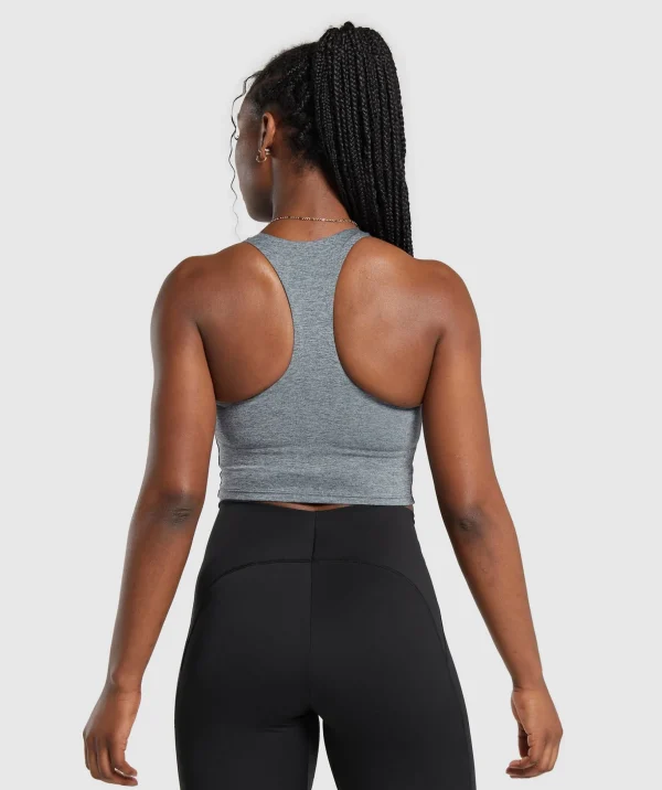 Marl Racer Crop Tank With Shelf