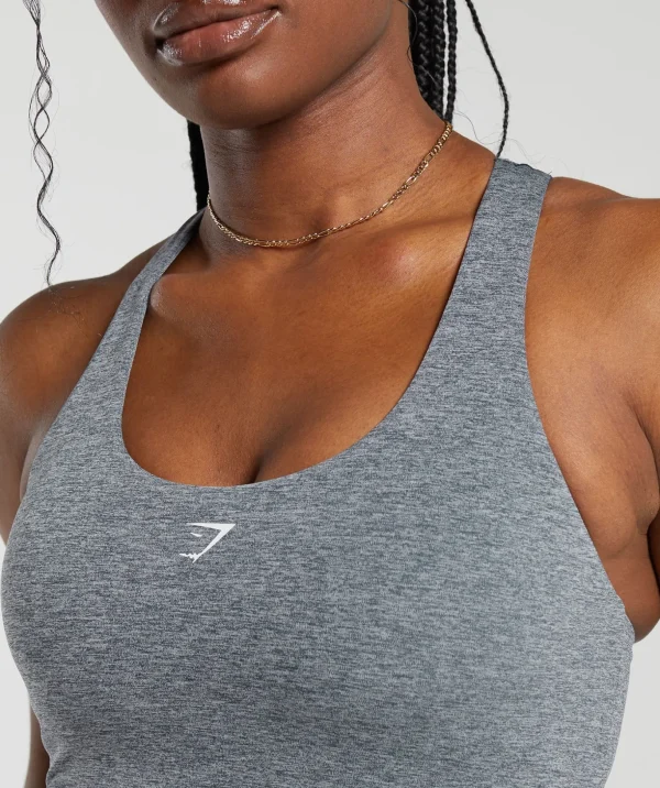 Marl Racer Crop Tank With Shelf