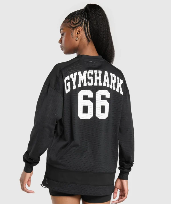 Mesh Long Sleeve Varsity Top