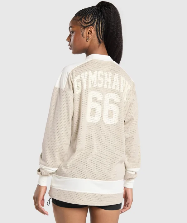 Mesh Long Sleeve Varsity Top