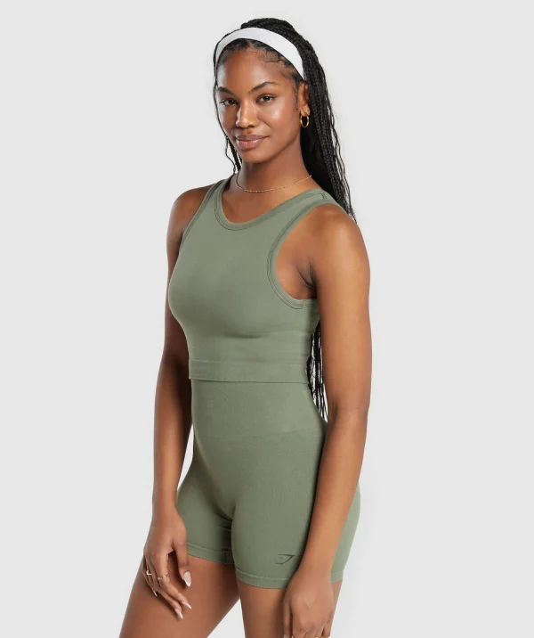 Ribbed Cotton Seamless Body Fit Tank